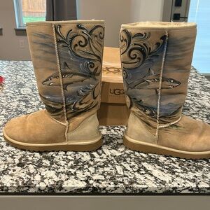 Hand painted Ugg classic tall boots size 7